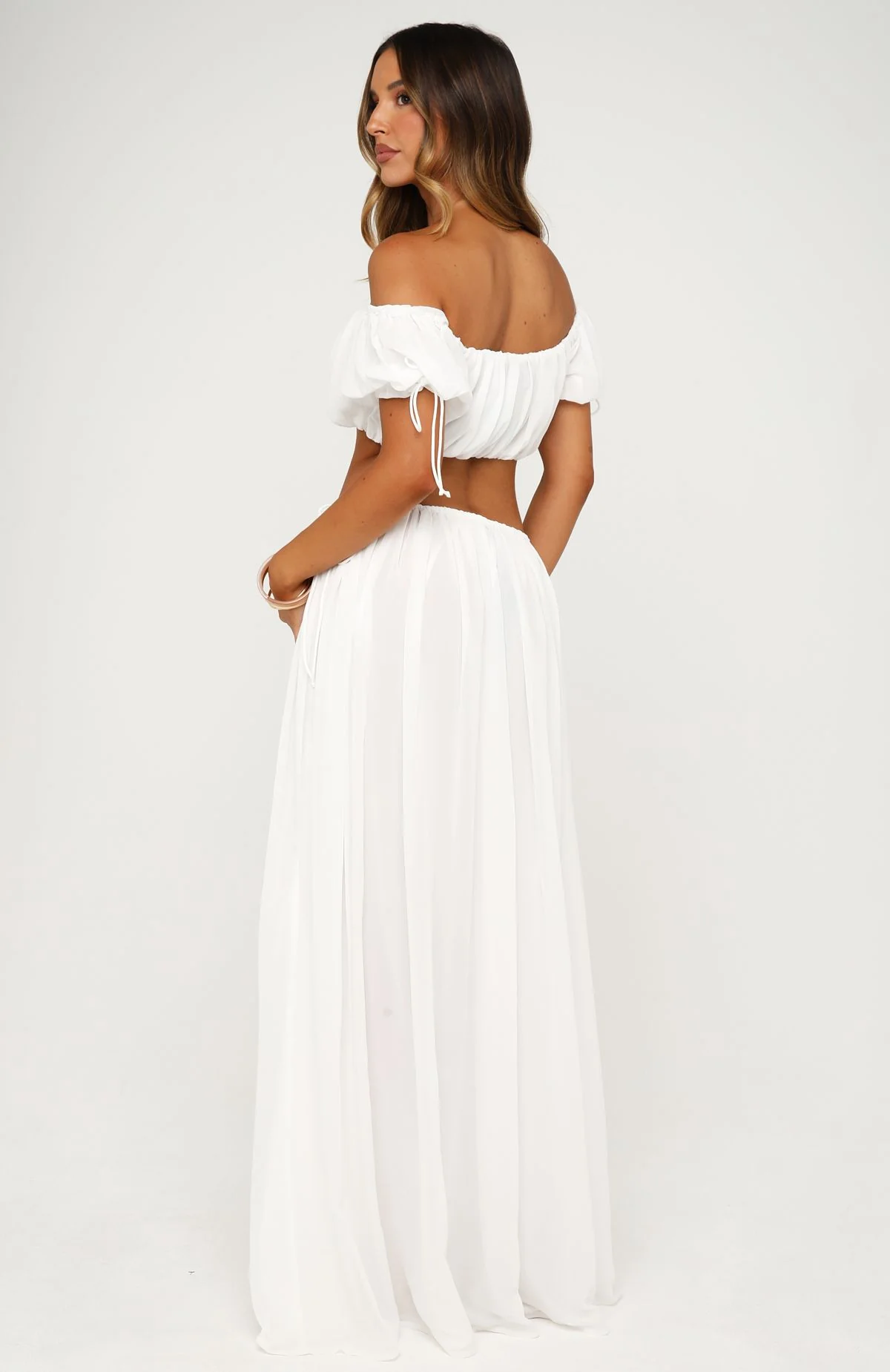 Flounce Flirt Maxi Skirt White - Image 4