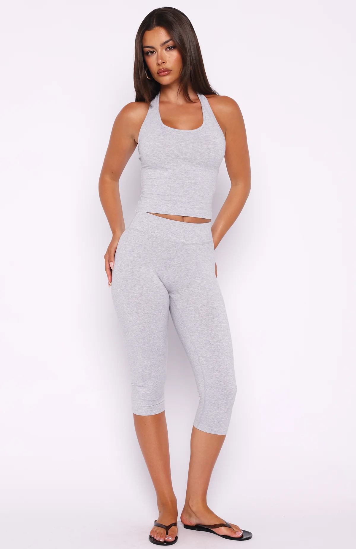 Focus On The Good Capri Pants Grey Marle - Image 3