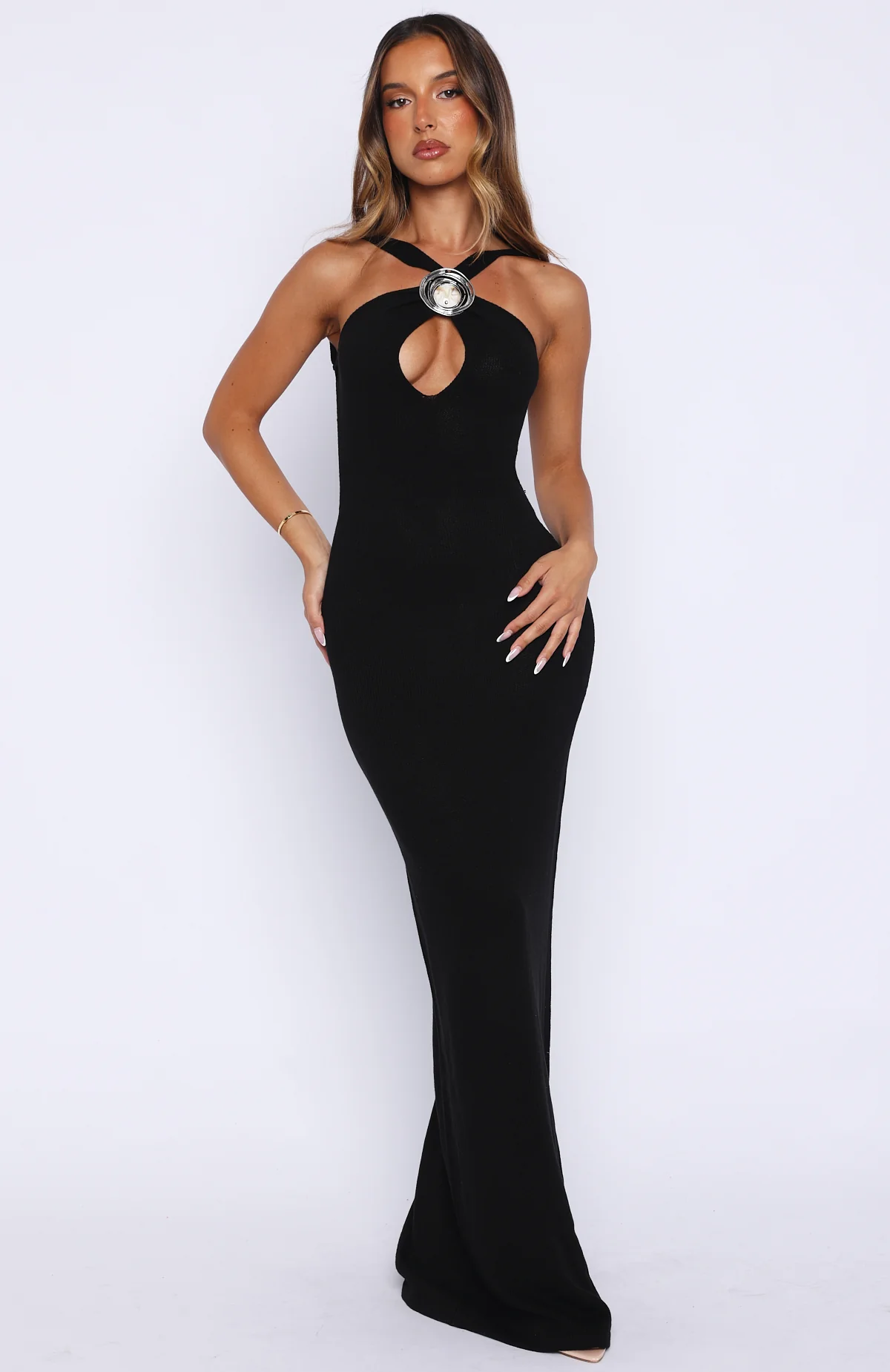 Forever On Vacation Knit Maxi Dress Black - Image 3