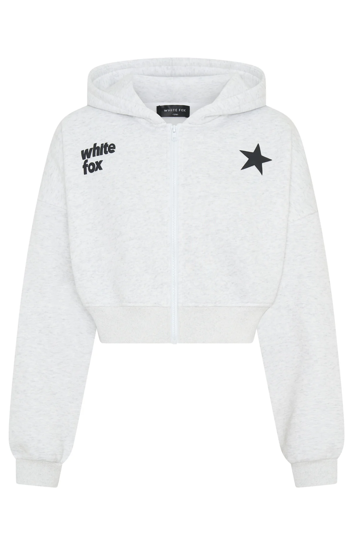 From The Archives Charli Cropped Zip Front Hoodie Grey Marle - Image 6