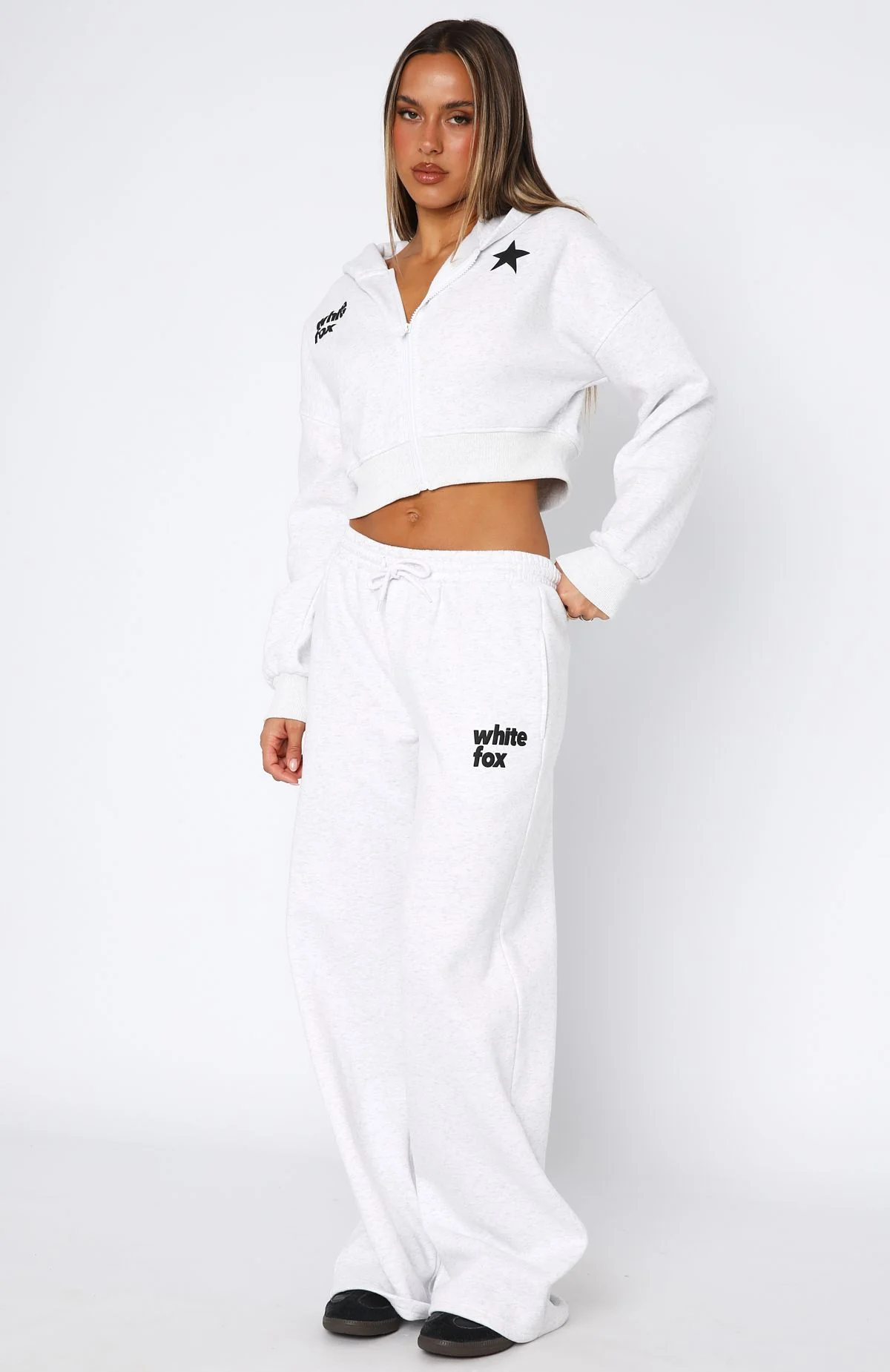 From The Archives Charli Wide Leg Sweatpants Grey Marle - Image 4