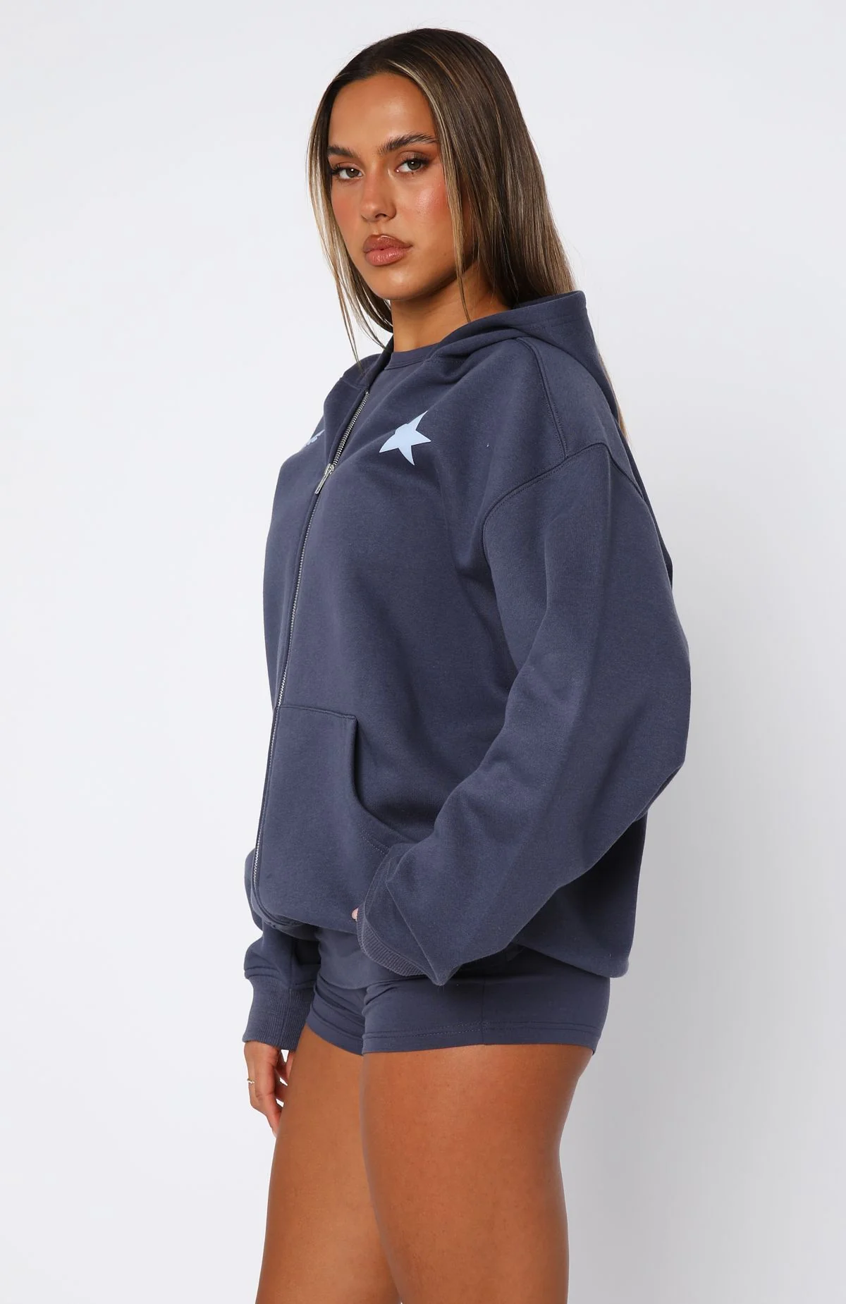 From The Archives Charli Zip Front Hoodie Navy - Image 3