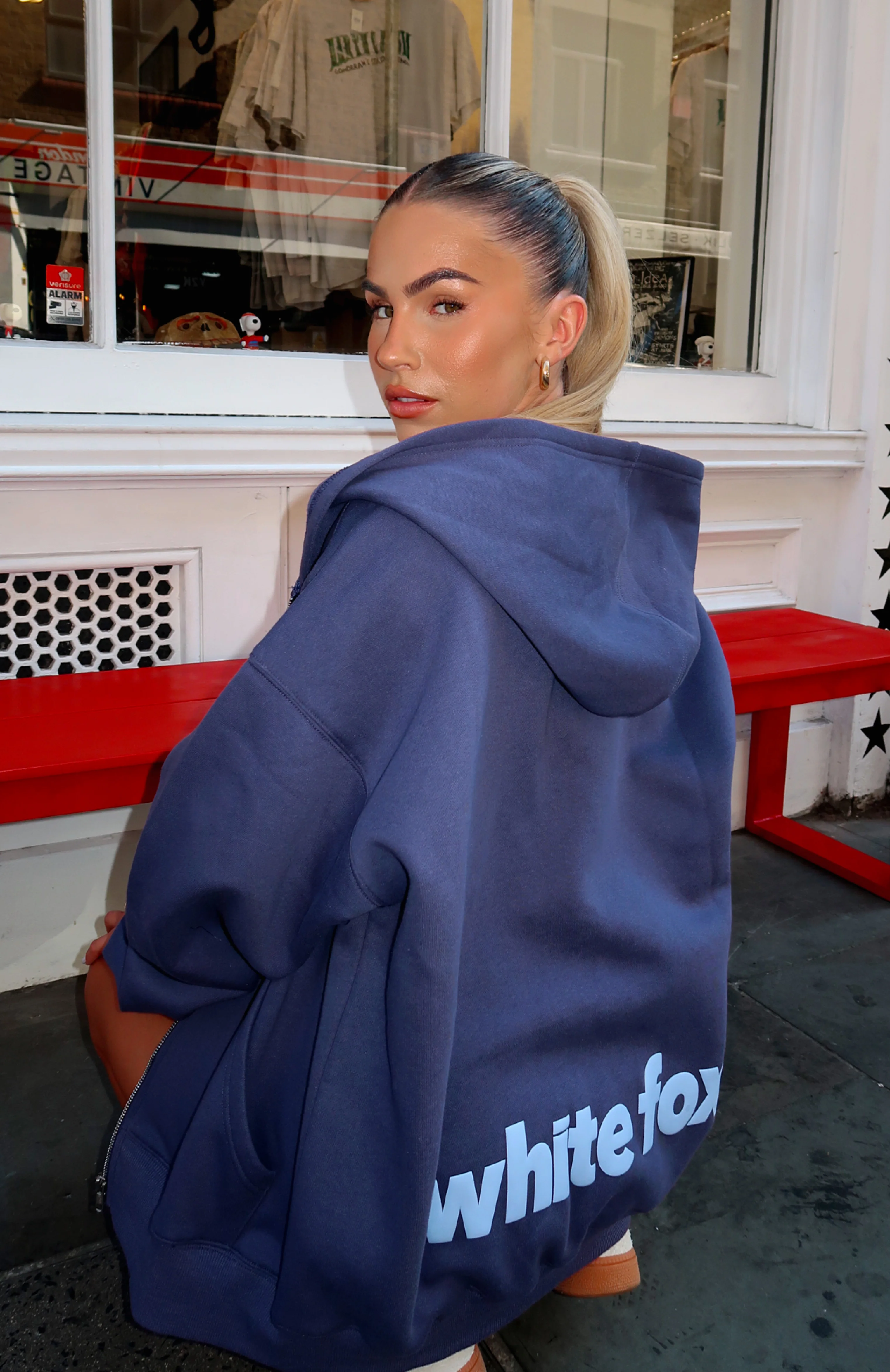 From The Archives Charli Zip Front Hoodie Navy - Image 7