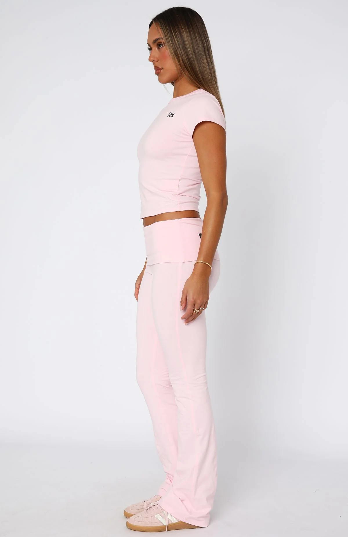 From The Archives Gigi Fold Over Flare Pants Pink - Image 4