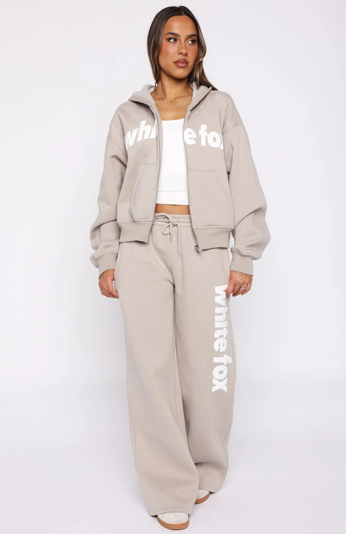 From The Archives Kenzie Boxy Zip Front Hoodie Moon - Image 5