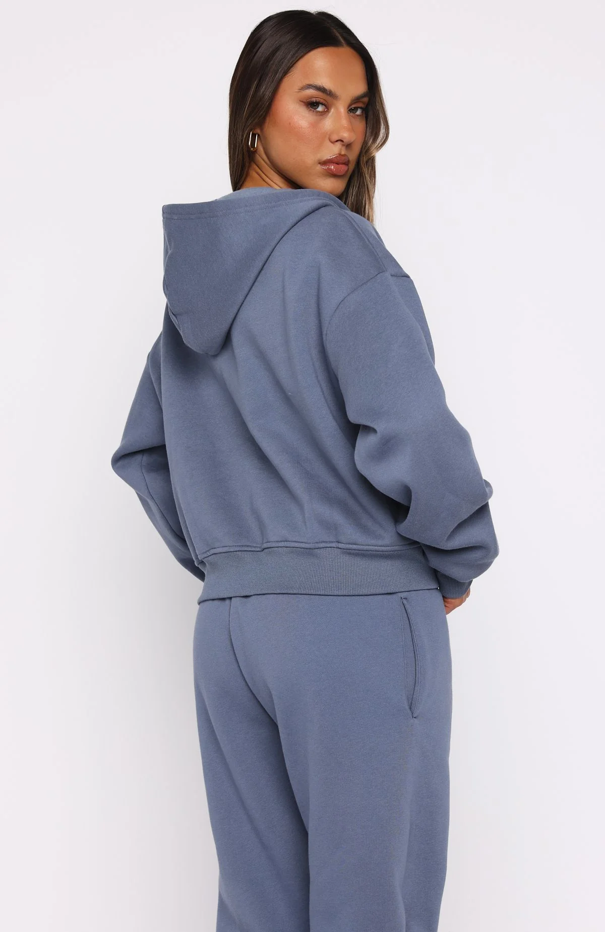 From The Archives Lexi Boxy Zip Front Hoodie Ocean - Image 4