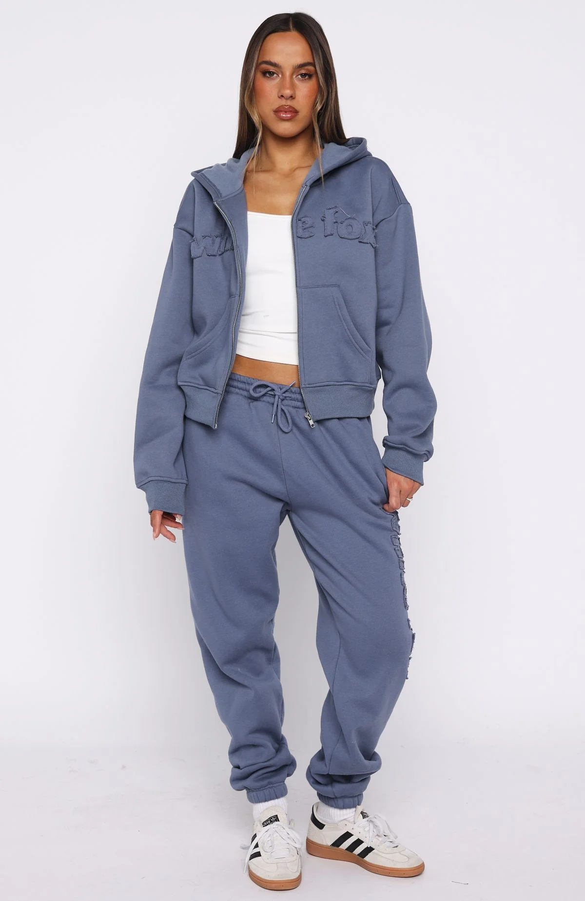From The Archives Lexi Boxy Zip Front Hoodie Ocean - Image 5