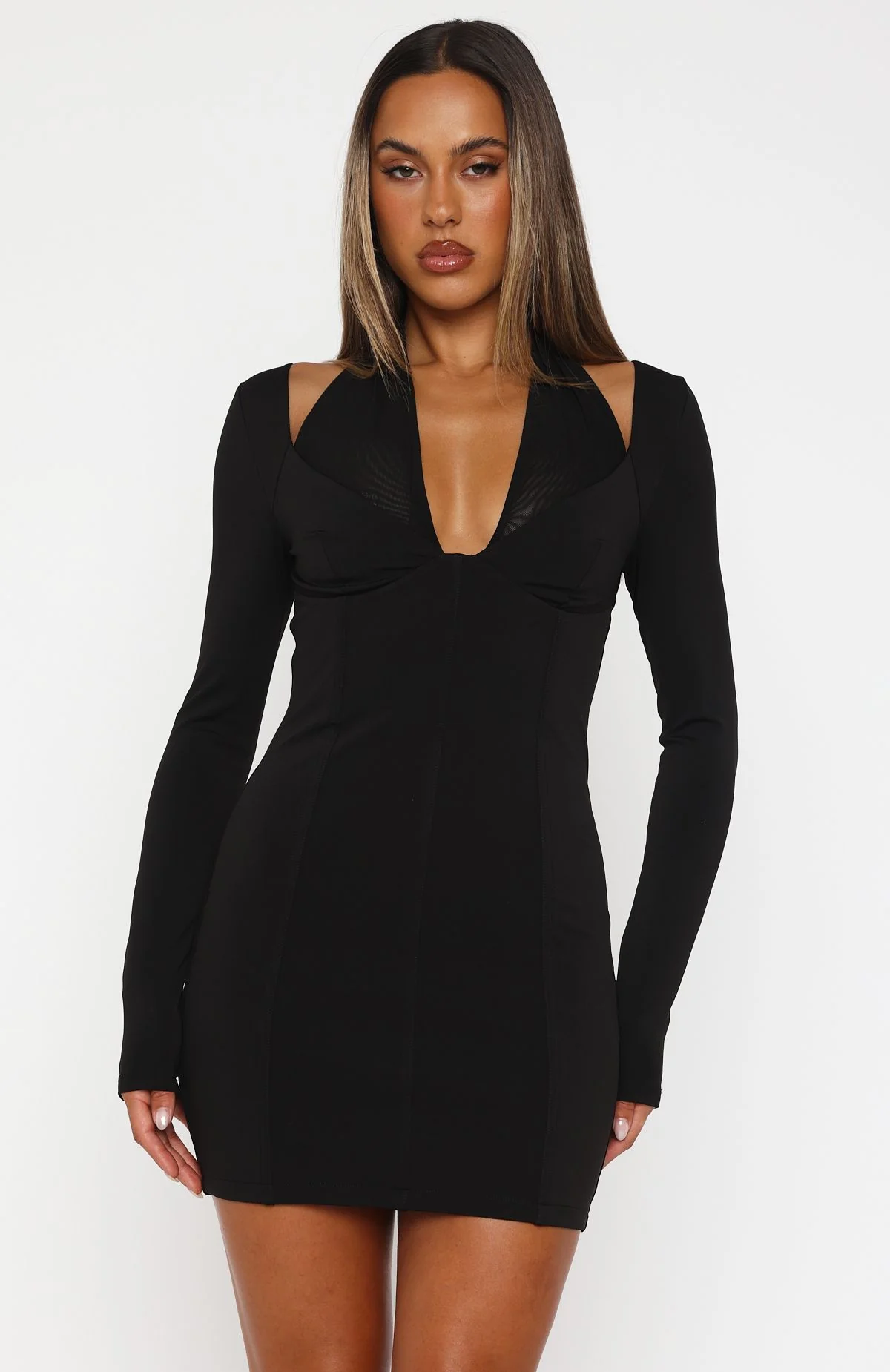 Future Broken Heart Long Sleeve Mini Dress Black - Image 2