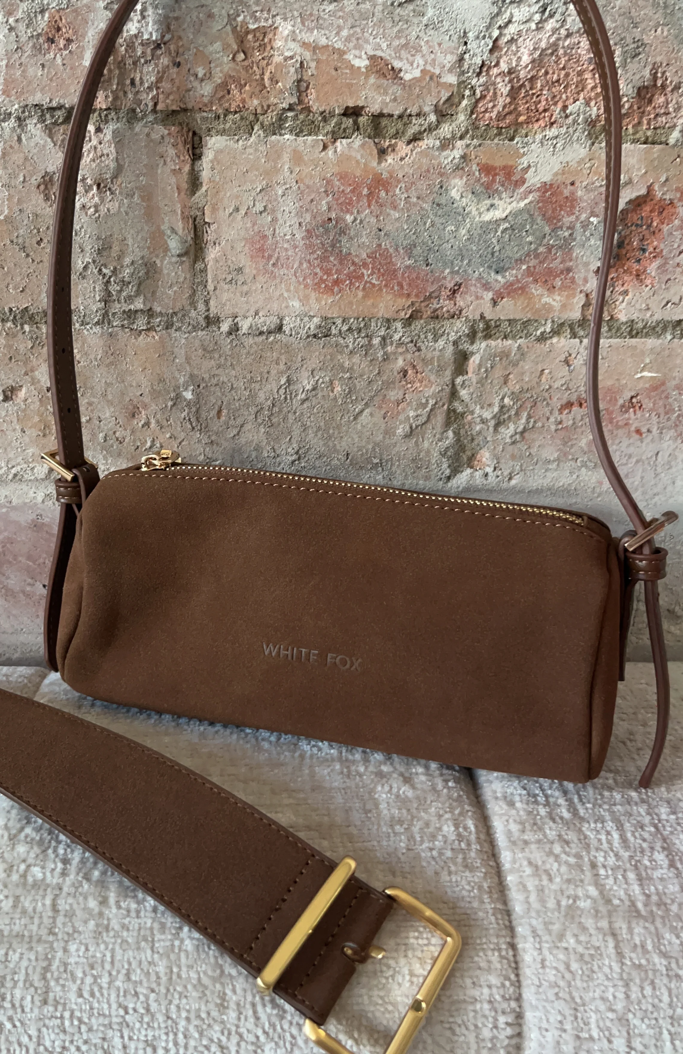Gannon Shoulder Bag Chocolate Faux Suede - Image 4