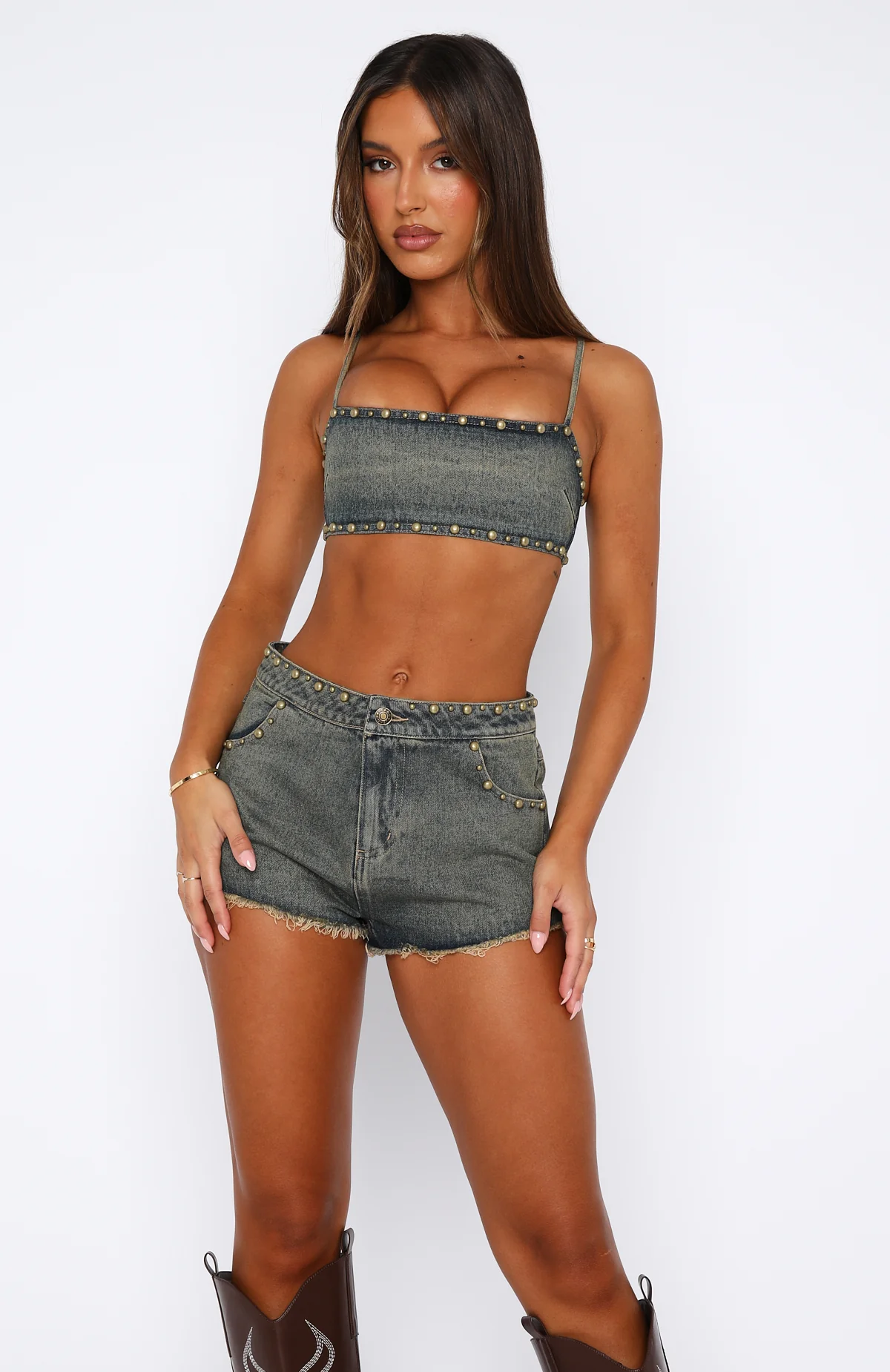 Get Shaky Denim Crop Hazel Wash - Image 2