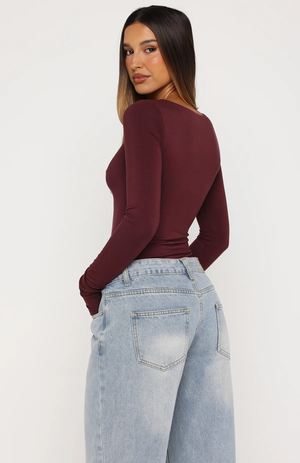 Girls Night Out Long Sleeve Bodysuit Wine - Image 4