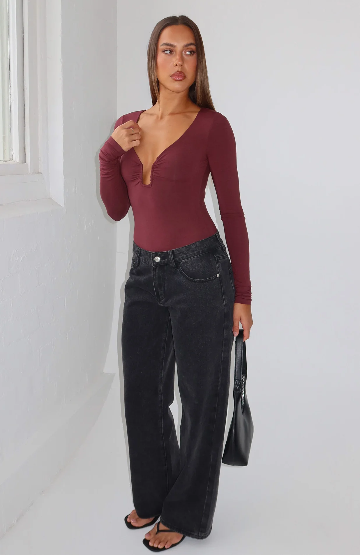 Girls Night Out Long Sleeve Bodysuit Wine - Image 6