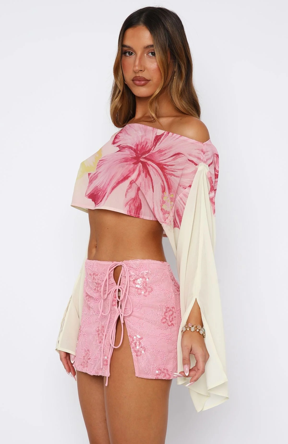 Goddess You Sequin Mini Skirt Pink - Image 3