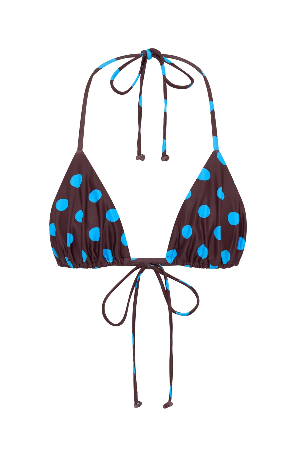 Golden Hour Bikini Top Cocoa Blue Polka Dot - Image 9