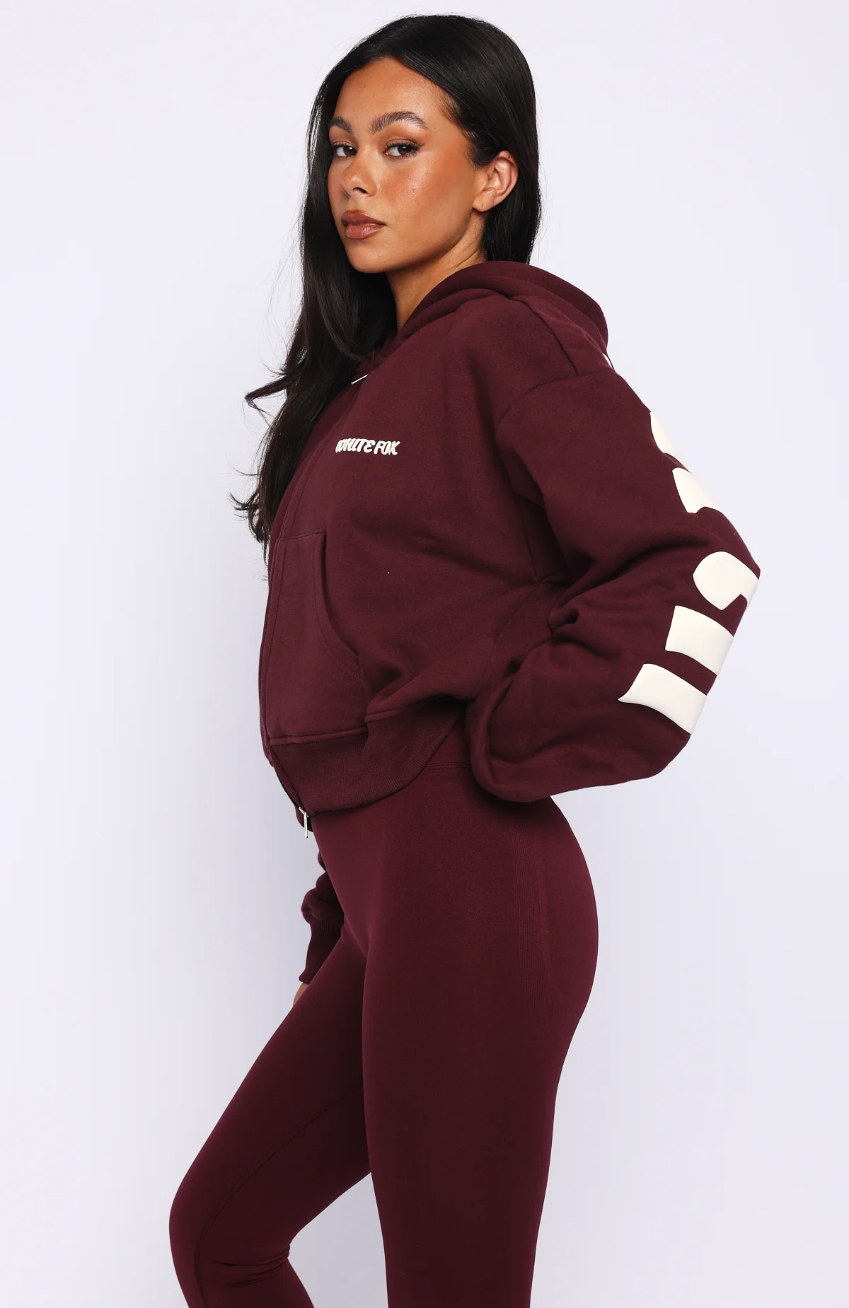 Gone Away Boxy Zip Front Hoodie Merlot - Image 3