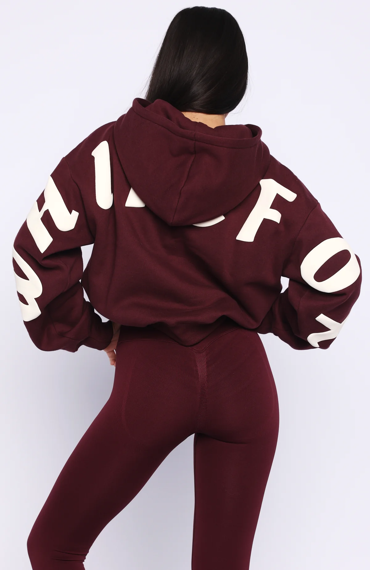 Gone Away Boxy Zip Front Hoodie Merlot - Image 5