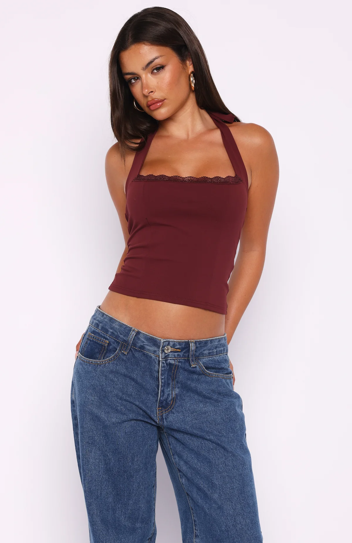 Good Feels Halter Top Burgundy - Image 2