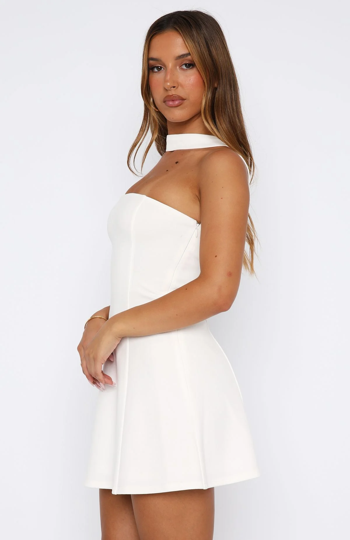 Good Graces Halter Mini Dress White - Image 3
