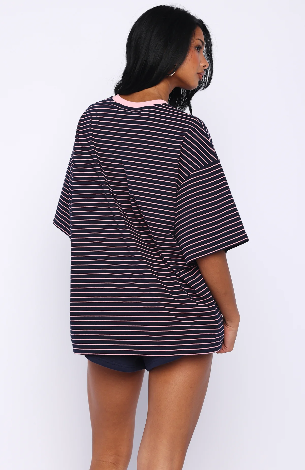 Good Old Days Oversized Tee Pink / Navy Stripe - Image 4
