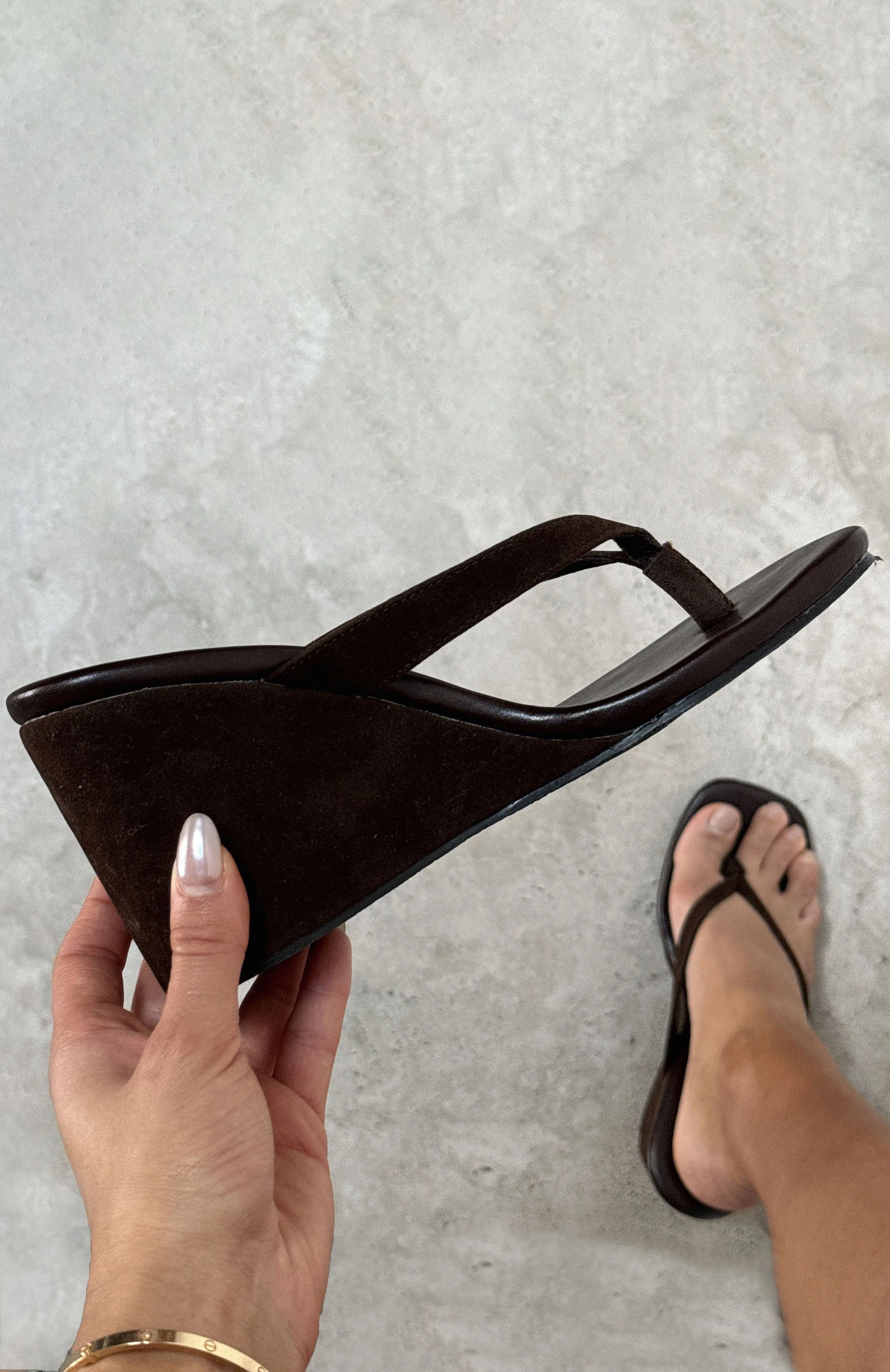 Grace Wedge Chocolate Faux Suede - Image 2