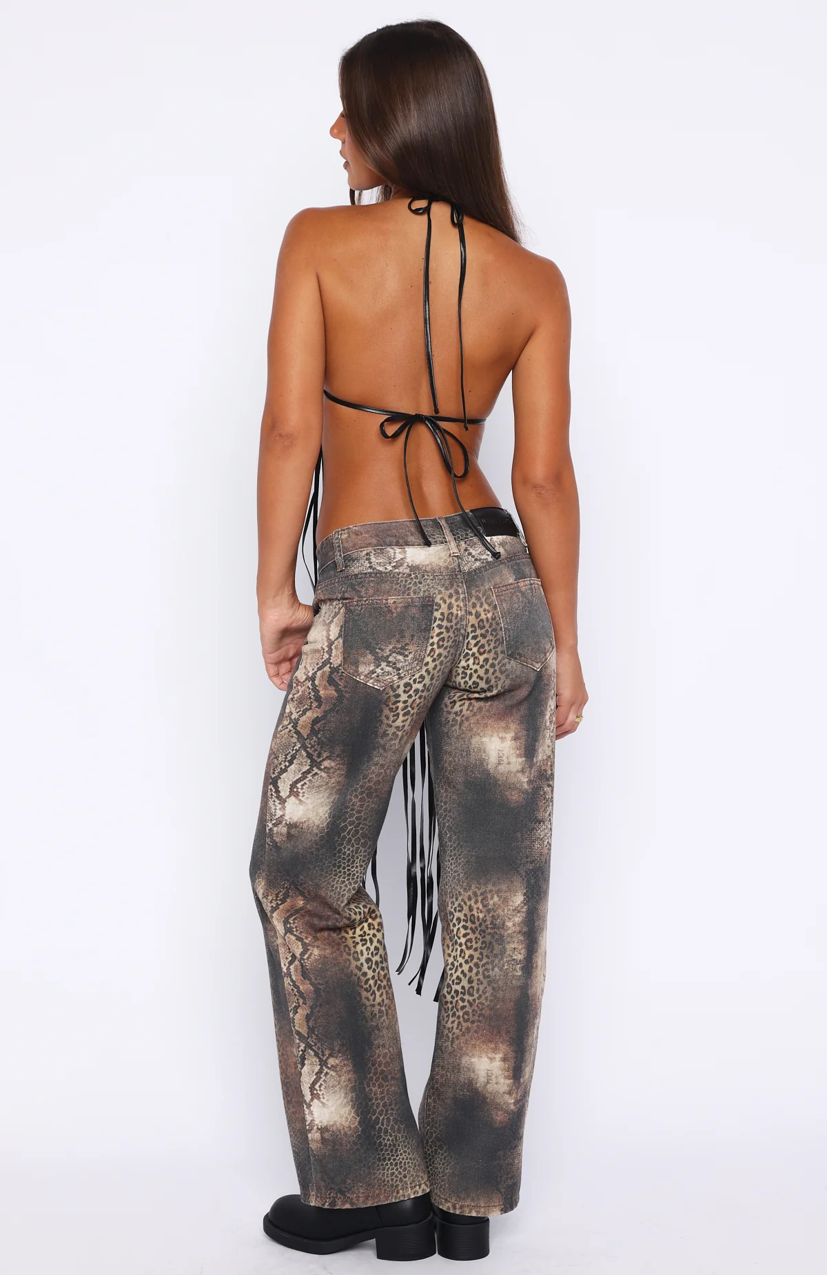 Here We Go PU Fringe Top Black - Image 4