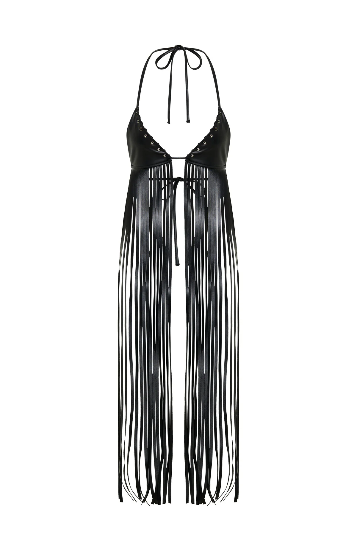 Here We Go PU Fringe Top Black - Image 6