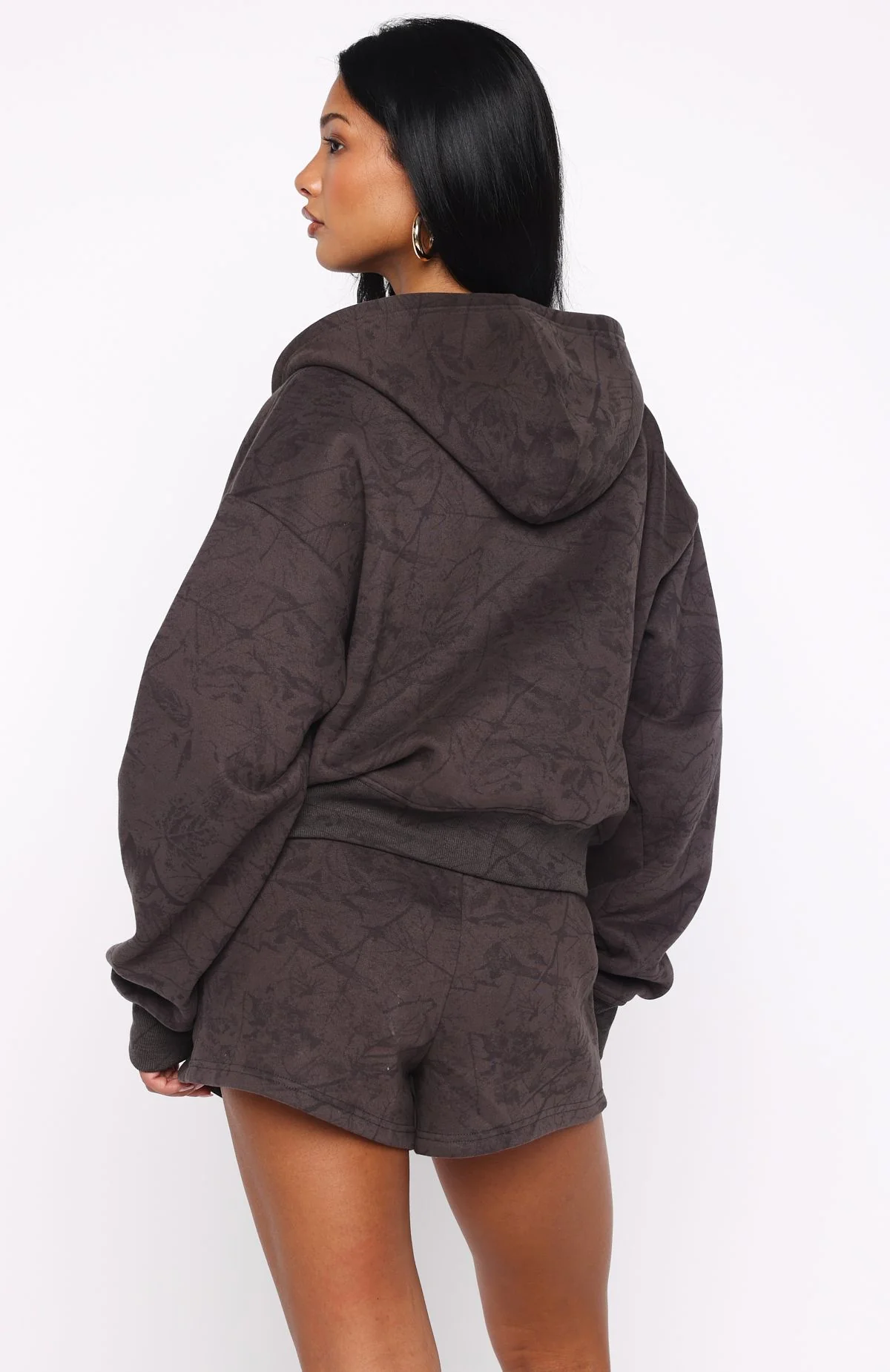 Hiding Away Boxy Zip Front Hoodie Dark Camo - Image 6