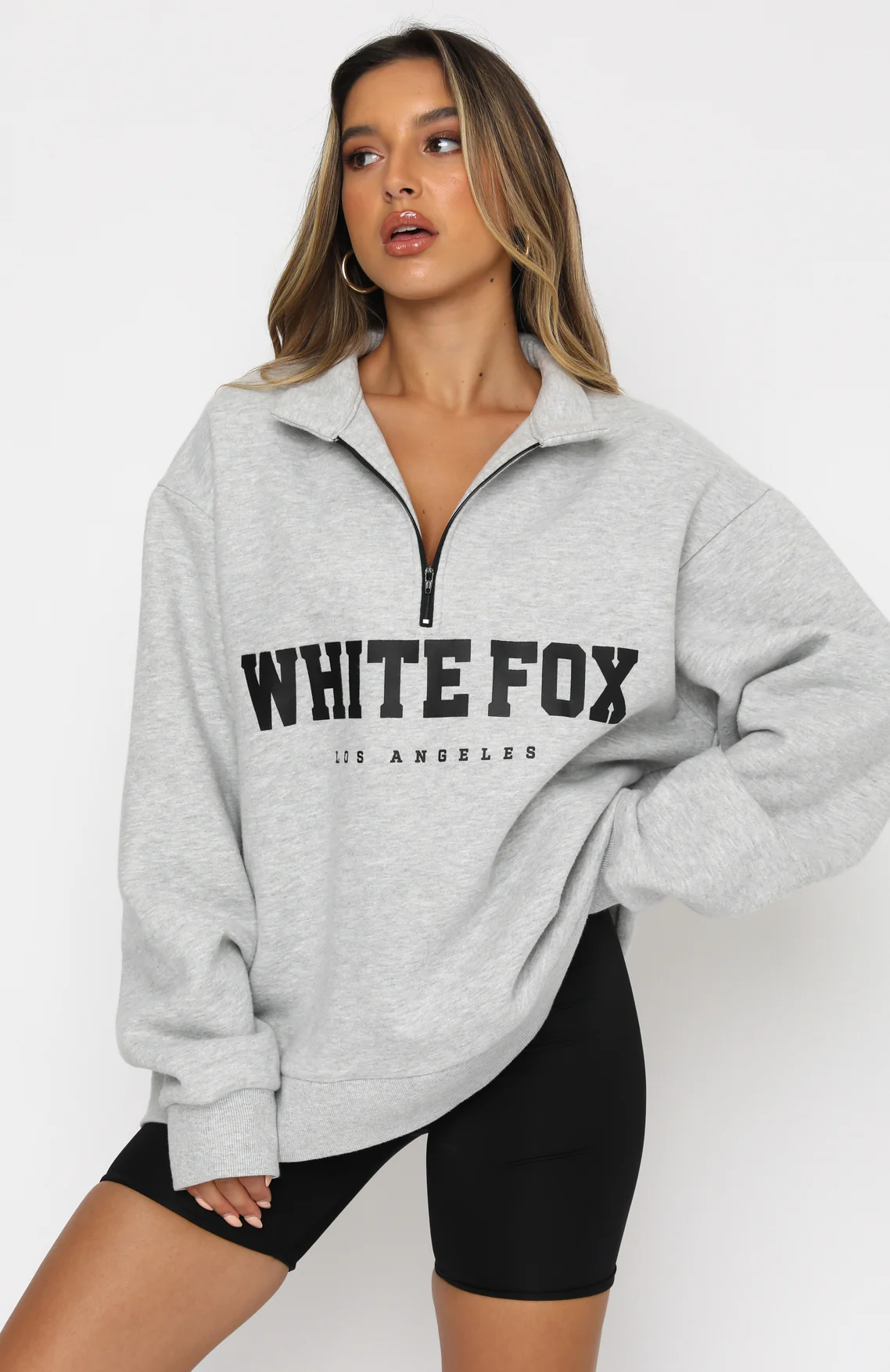 High Standard Zip Front Sweater Grey Marle - Image 3