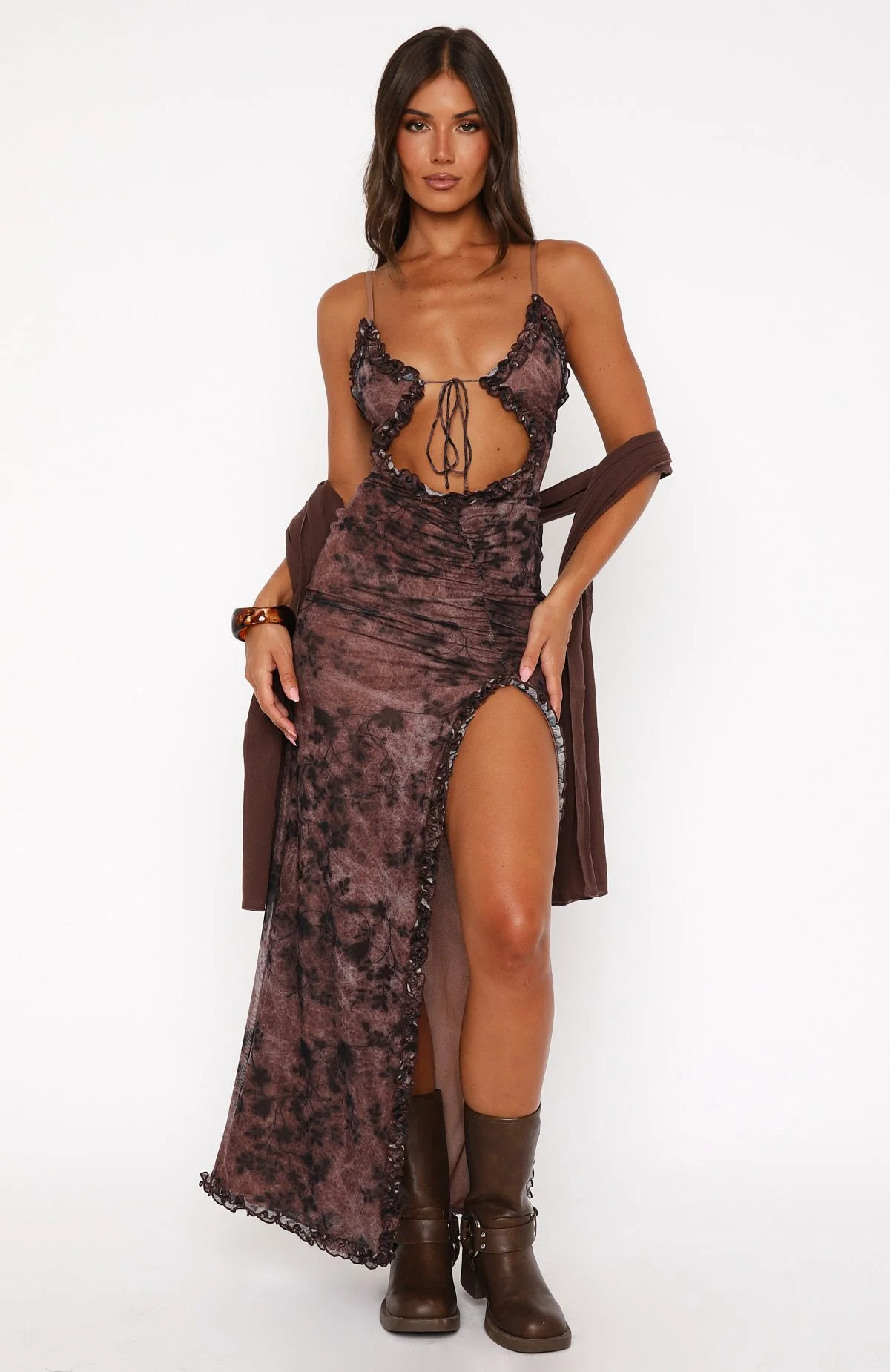 High Voltage Maxi Dress Mahogany Leaffall - Image 2