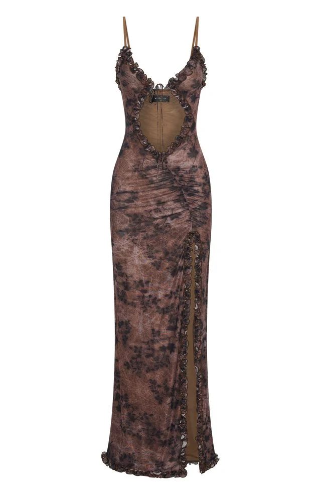High Voltage Maxi Dress Mahogany Leaffall - Image 5
