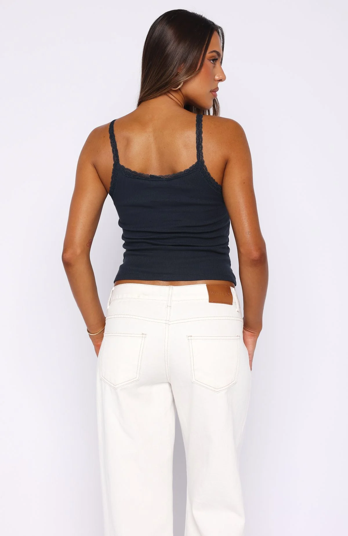 Holding On To You Lace Trim Top Navy - Image 4