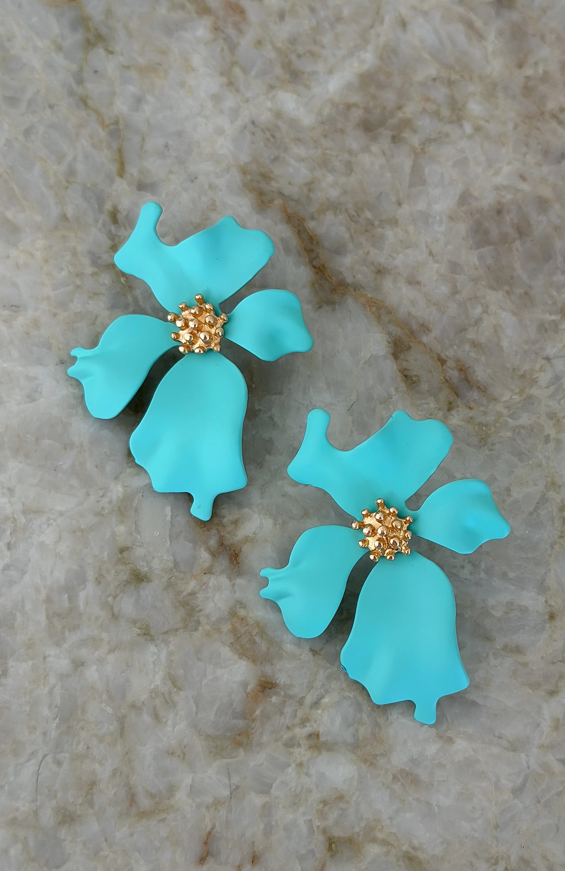 Hopper Earrings Aqua/Gold - Image 3