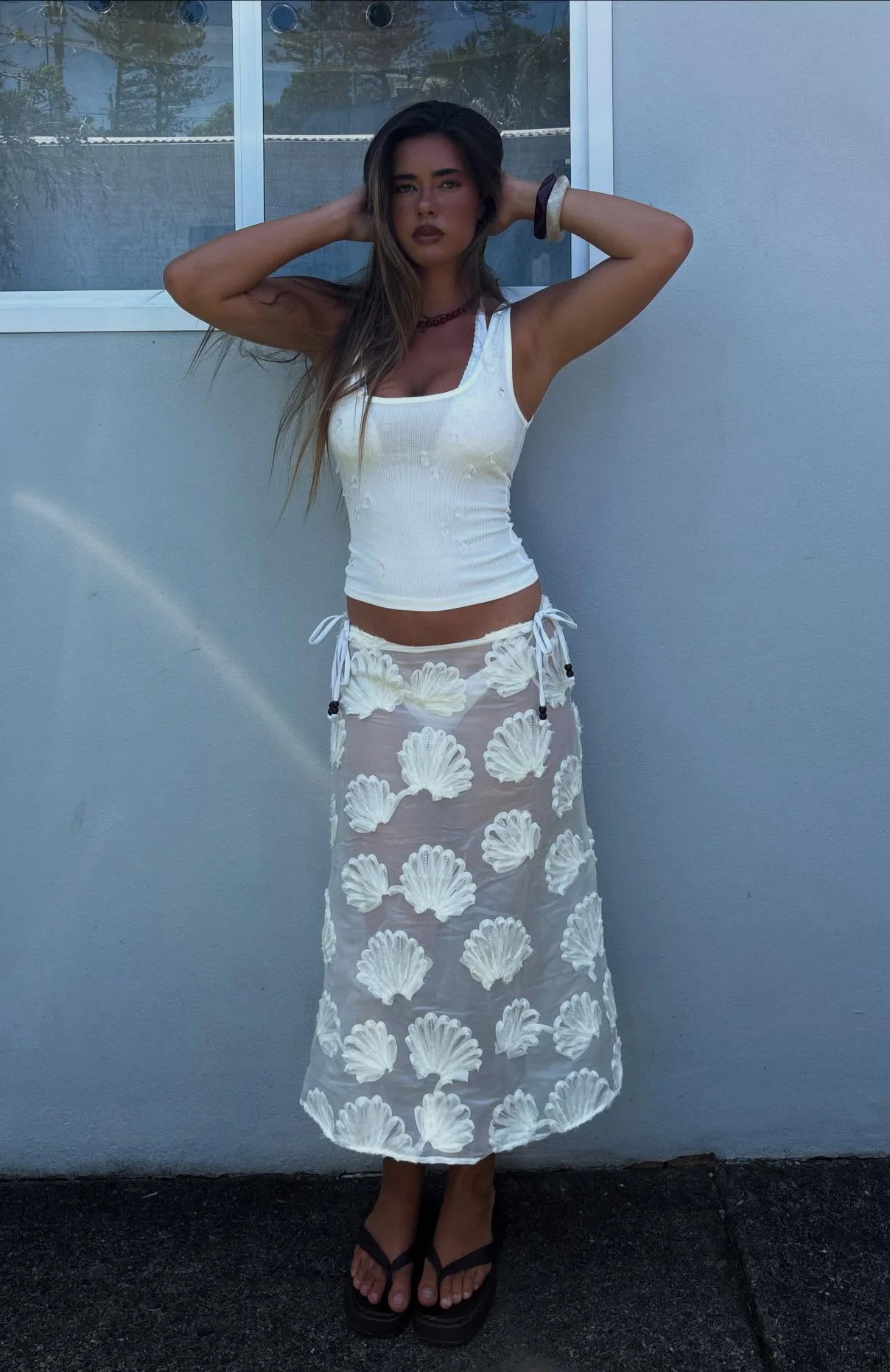 Hot Nights Midi Skirt Cream - Image 2