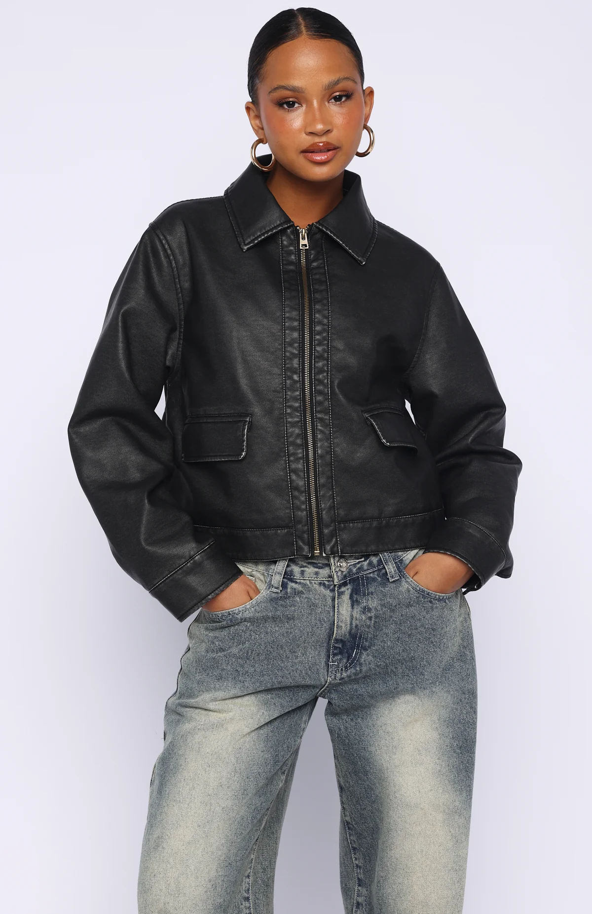 I Know Love PU Jacket Black - Image 2