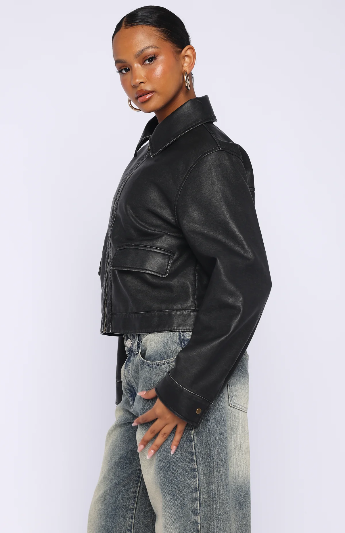 I Know Love PU Jacket Black - Image 4