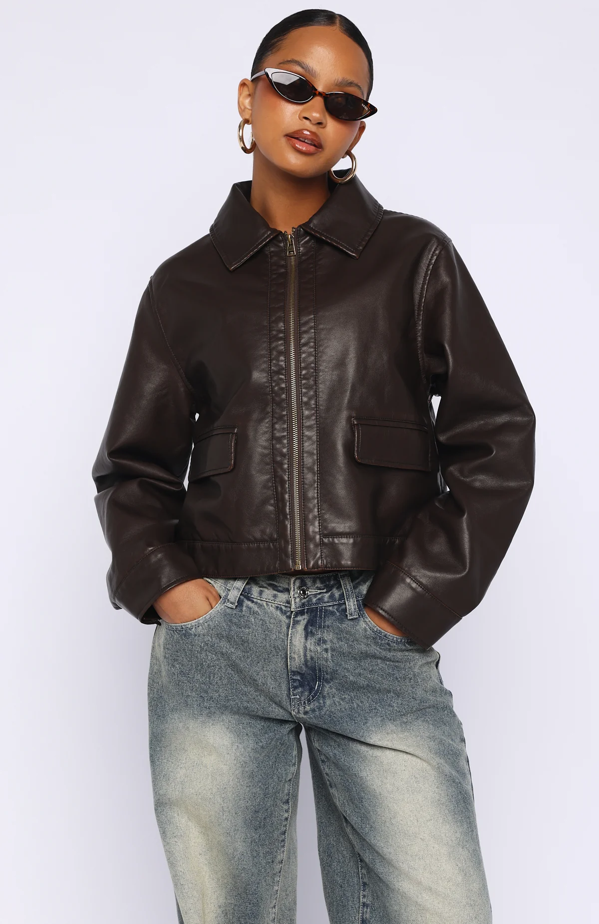 I Know Love PU Jacket Chocolate - Image 3