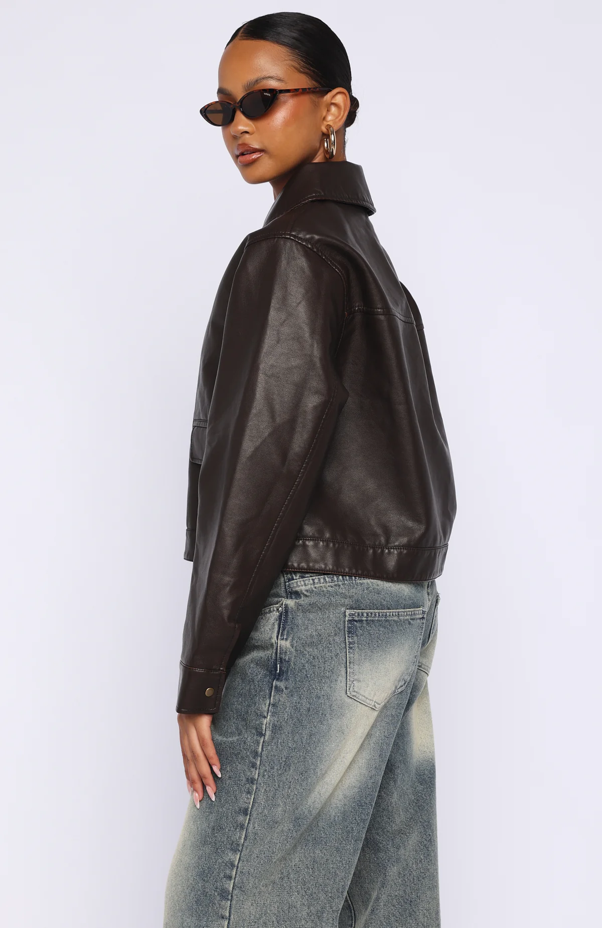 I Know Love PU Jacket Chocolate - Image 4