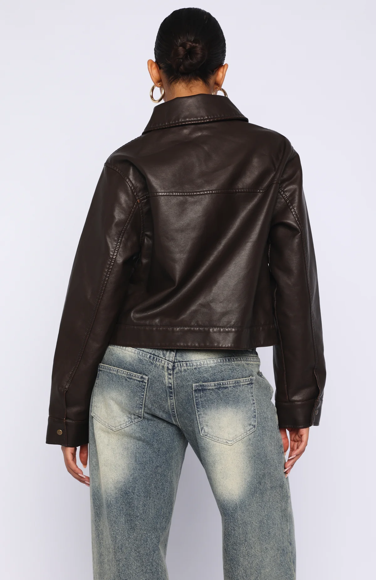 I Know Love PU Jacket Chocolate - Image 5