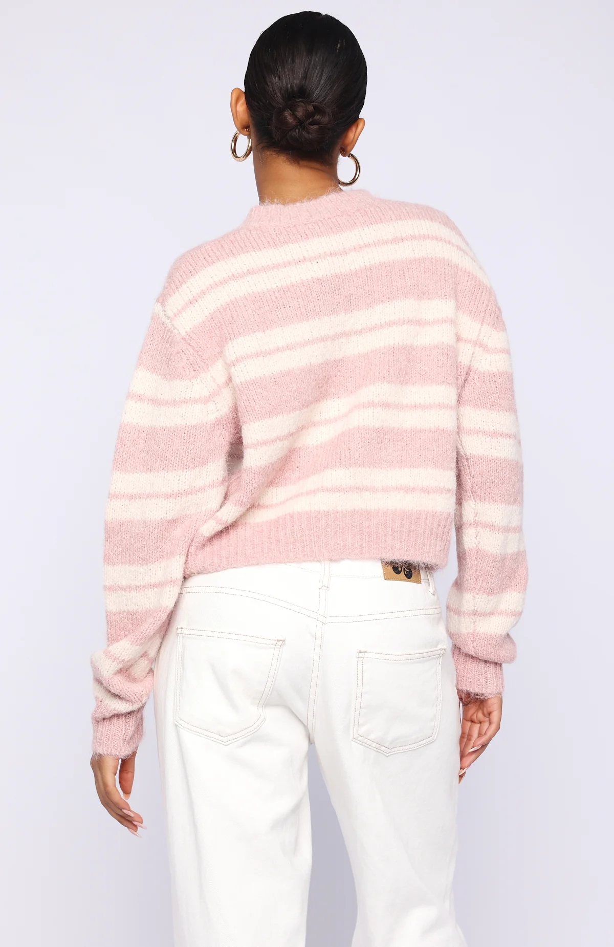 Ice Bae Stripe Knit Cardigan Strawberry Cream Stripe - Image 4