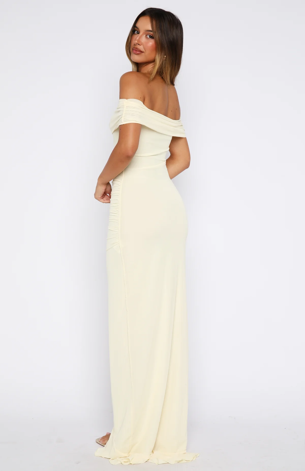 Icon In Motion Off Shoulder Maxi Dress Lemon - Image 5