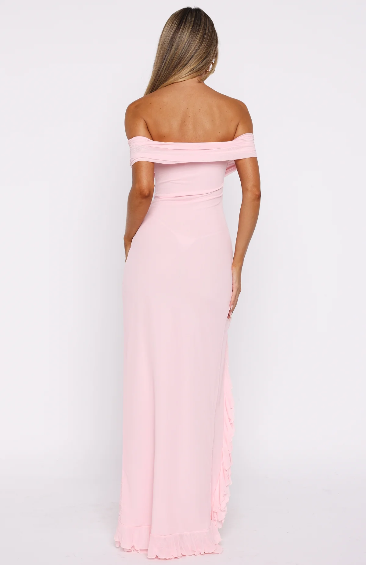 Icon In Motion Off Shoulder Maxi Dress Baby Pink - Image 5