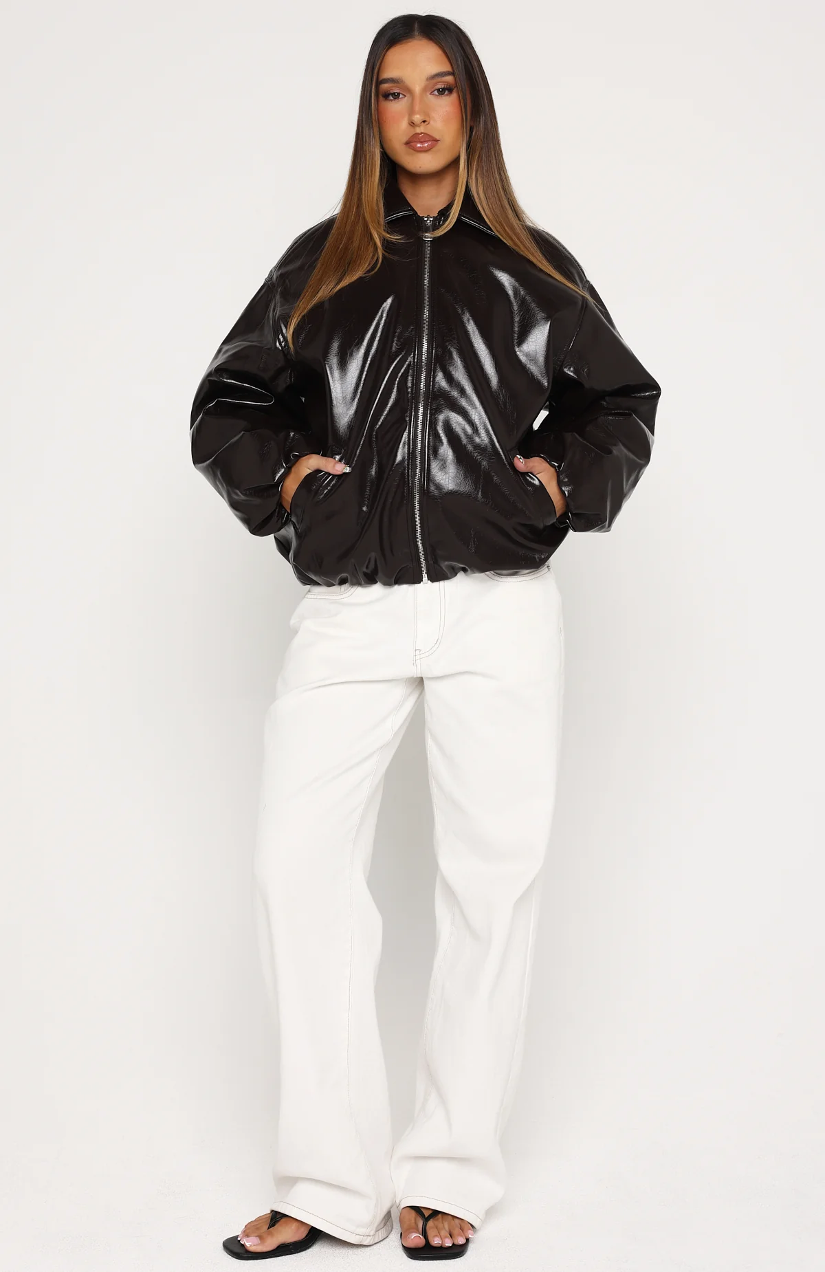 Iconic Vibes PU Jacket Dark Chocolate - Image 5