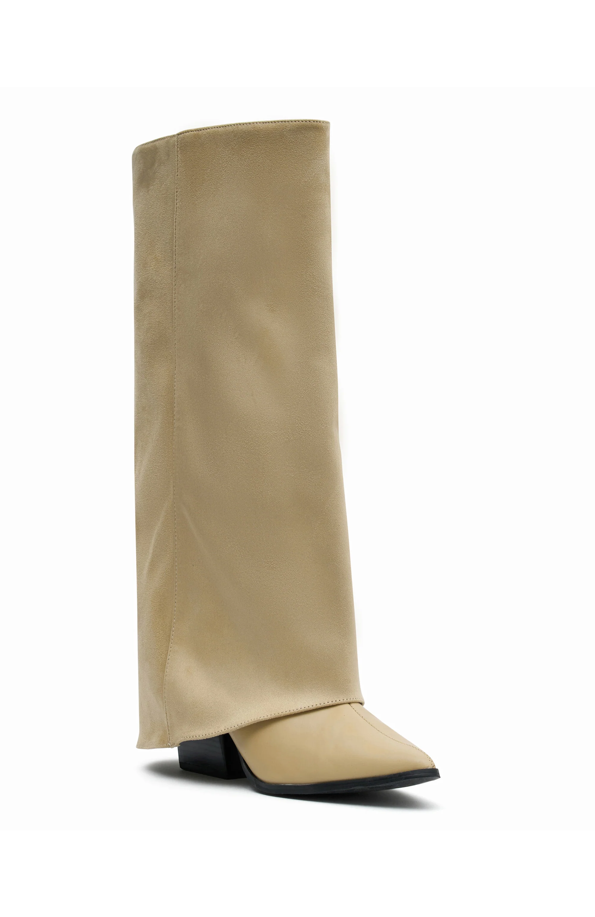 I'm That Girl Knee High Boots Neutral Faux Suede - Image 2