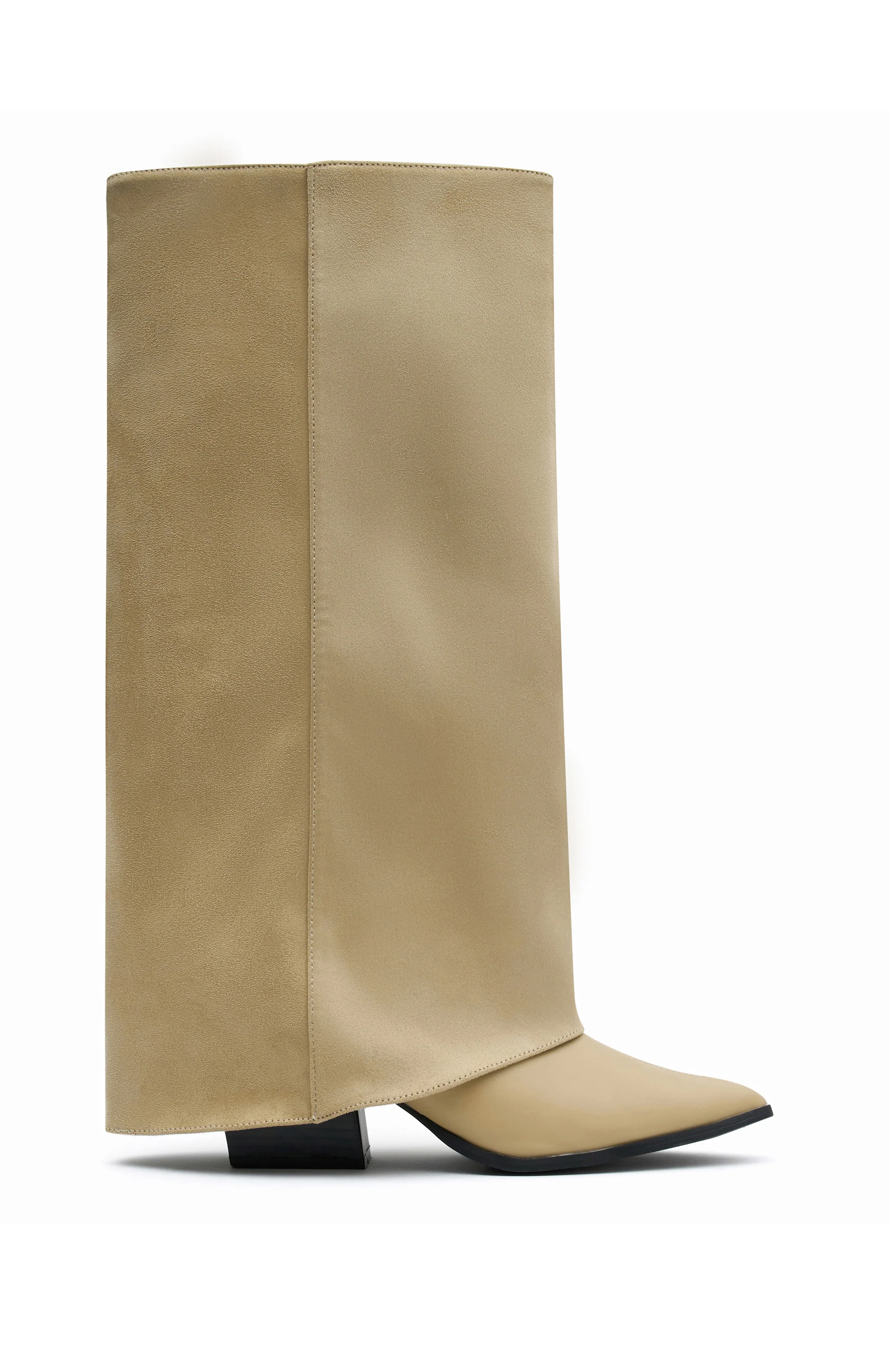 I'm That Girl Knee High Boots Neutral Faux Suede - Image 3