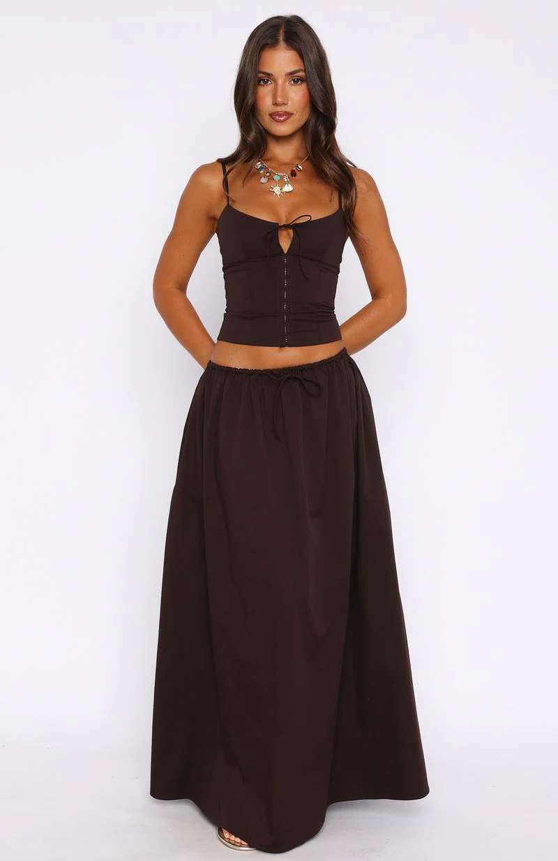 I'm Too Shy Maxi Skirt Chocolate - Image 3
