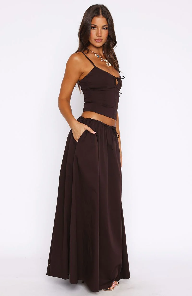 I'm Too Shy Maxi Skirt Chocolate - Image 4