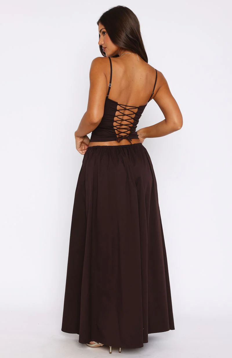 I'm Too Shy Maxi Skirt Chocolate - Image 5