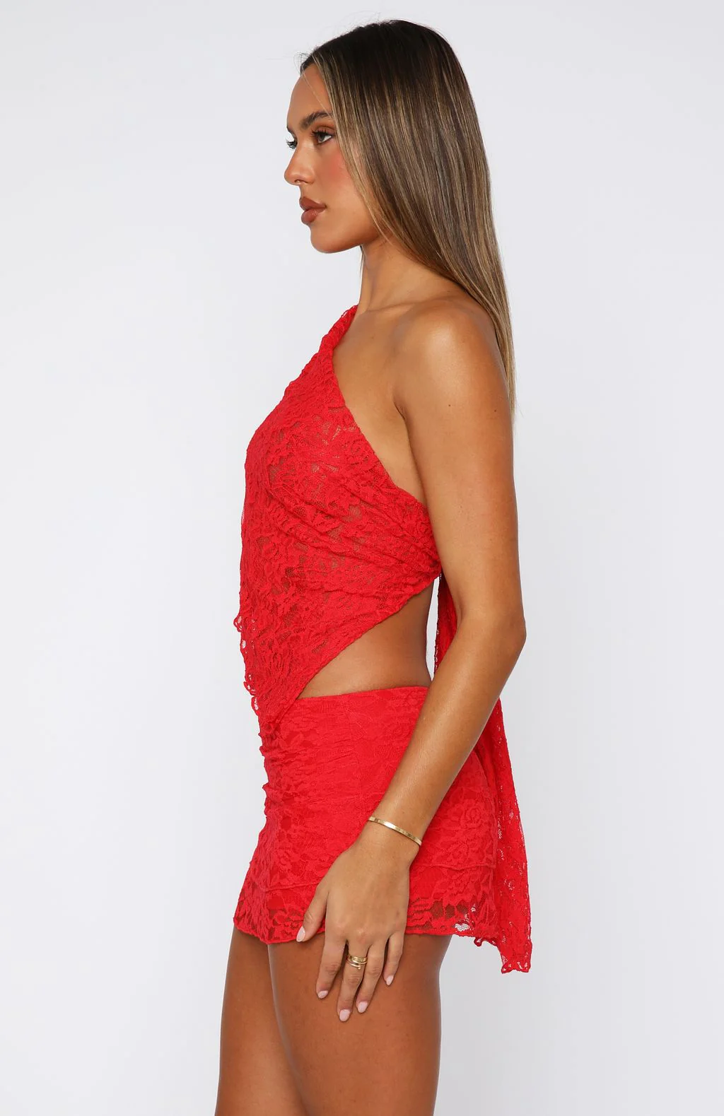 It's A Love Story Lace Mini Skort Red - Image 3