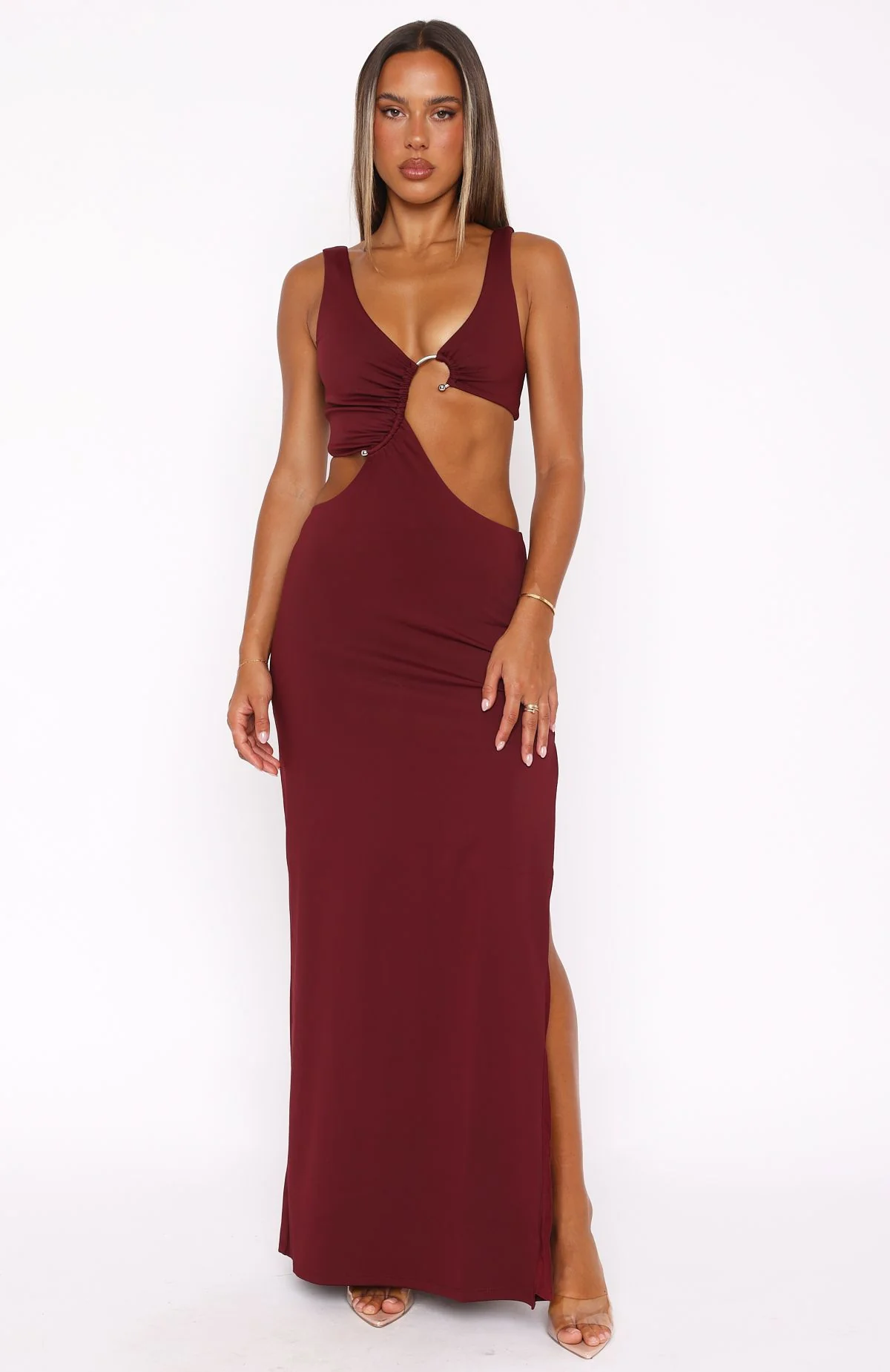It Feels Wrong Maxi Dress Burgundy - Image 2