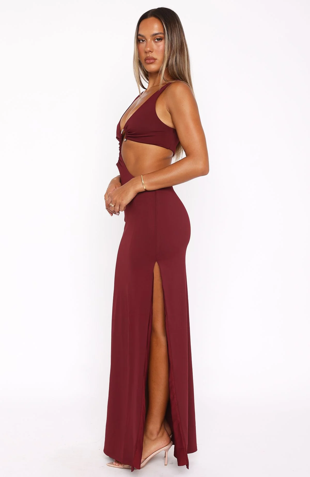 It Feels Wrong Maxi Dress Burgundy - Image 3